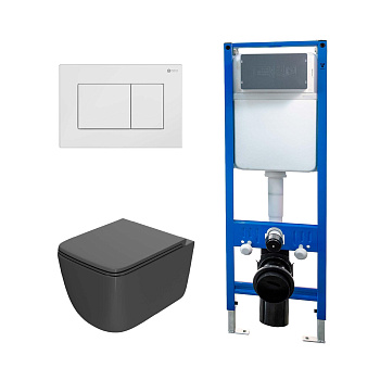 Сет: Инсталляция Point Элемент PN45124 + Клавиша Ника, белый, PN44081W + Унитаз Меркурий PN41831GM