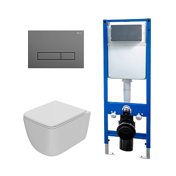 Сет: Инсталляция Point Элемент PN45124 +Клавиша Меркурий сер матPN44831GM +Унитаз Меркурий PN41831WM