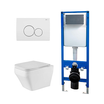 Сет: Инсталляция Point Элемент PN45124 + Клавиша Виктория бел/хр PN44061WC + Унитаз Аврора PN41101