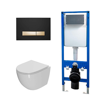 Сет: Инсталляция Point Элемент PN45124 + Клавиша Меркурий PN44831BG черн/зол + Унитаз Афина PN41041