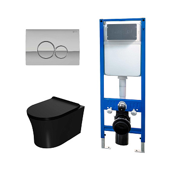 Сет: Инсталляция Point Элемент PN45124 + Клавиша Виктория, хром, PN44061C + Унитаз Вега PN41711BM