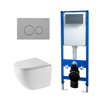 Сет: Инсталляция Point Элемент PN45124 +Клавиша Виктория нерж сталь PN44061SB +Унитаз Сатурн PN41901