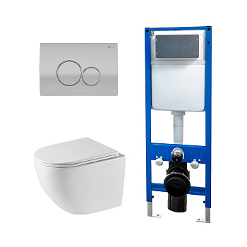 Сет: Инсталляция Point Элемент PN45124 + Клавиша Виктория мат хр/хр PN44061SC +Унитаз Сатурн PN41901