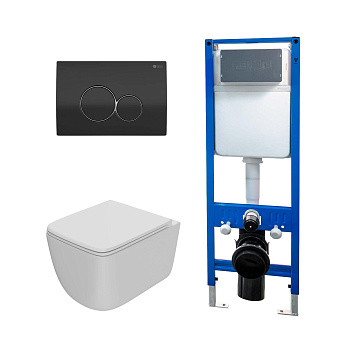Сет: Инсталляция Point Элемент PN45124 +Клавиша Виктория черн/хрPN44061BC +Унитаз Меркурий PN41831WM