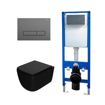 Сет: Инсталляция Point Элемент PN45124 +Клавиша Меркурий сер матPN44831GM +Унитаз Меркурий PN41831BM