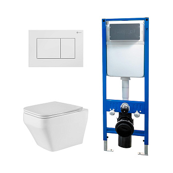 Сет: Инсталляция Point Элемент PN45124 + Клавиша Ника, белый, PN44081W + Унитаз Аврора PN41101